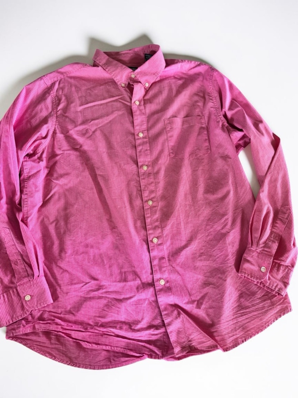 Chaps Button Up Shirt for Men Red Check Stretch Easy Care L
